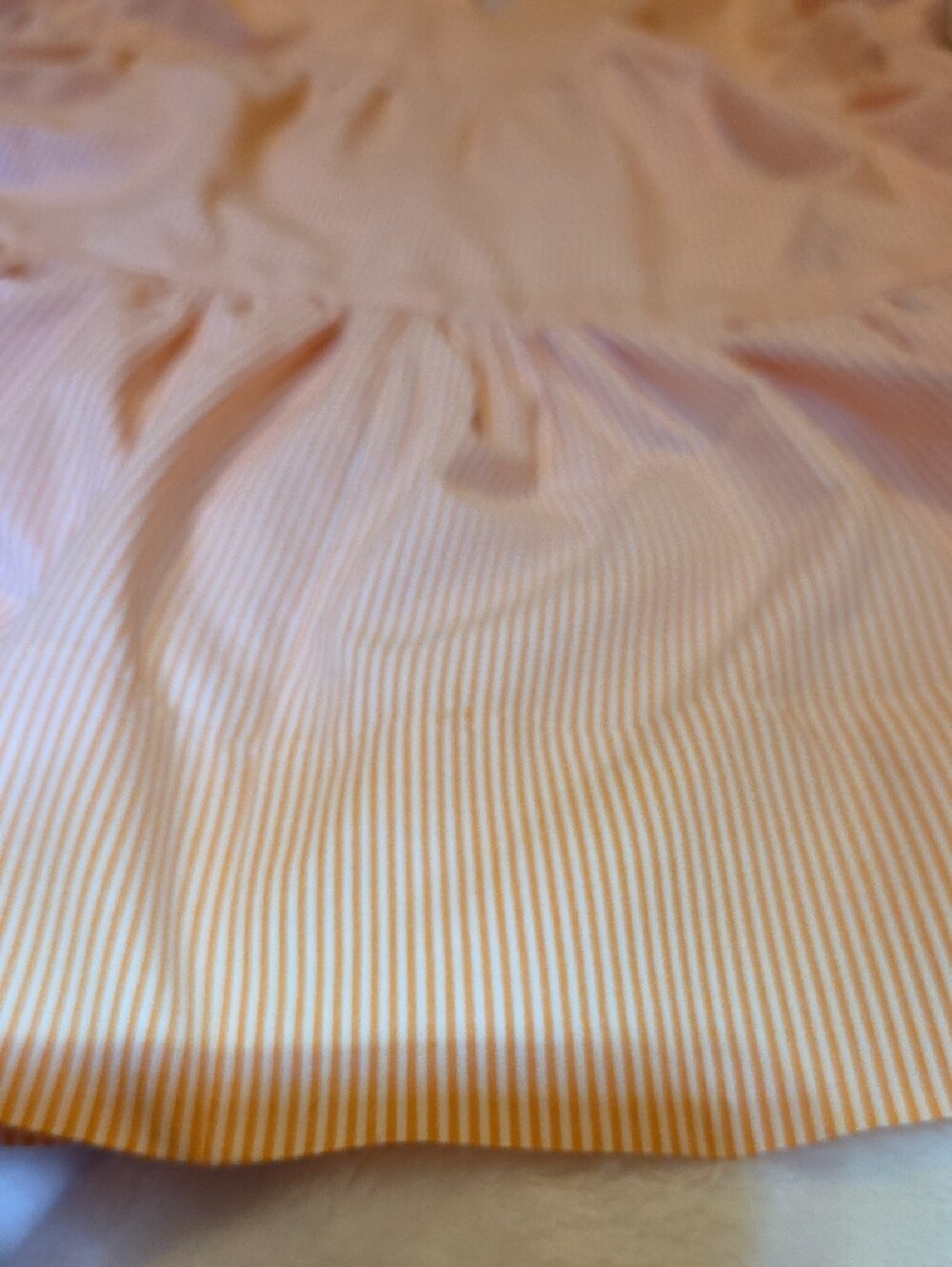 Gretchen Scott Women's Orange/White Pinstripe Tiered Ruffled Dress Size Large - Picture 11 of 12